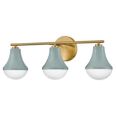 Seafoam Lacquered Brass 3-Light Vanity with Opal Glass Shades