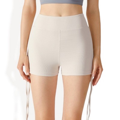 Anna-Kaci Active Women's High Waist Ribbed Workout Shorts with Adjustable Side Ties and Seamless Design for Maximum Comfort