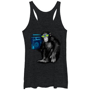 Women's Lost Gods Chimpanzee Boombox Racerback Tank Top - 1 of 3