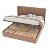 Sapphtopaz Large Grooved Undulating Lift Storage Bed Frame, Platform Bed with Headboard Slatted Natural Wood, Bedroom Furniture, No Box Spring Needed - 3 of 4