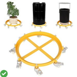 1000 Lbs Capacity 55 Gallon Heavy Duty Drum Dolly Steel Frame with Casters  Non-Tipping Barrel Cart - 1 of 4