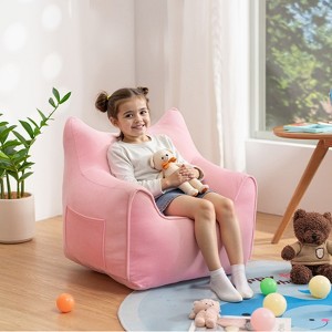 Hommpa Kids Cat Ears Soft Corduroy Fabric Bean Bag Chair with Memory Foam, Cozy Toddler Lounge Seat - 1 of 4