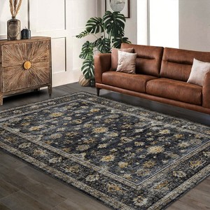 Area Rug Vintage Living Room Washable Distressed Rug Carpet Floral Bedroom Rug Retro Accent Throw Rug Office Dining Room Nursery Indoor - 1 of 4