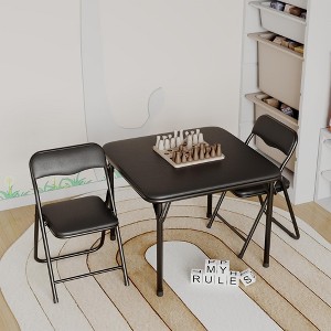 Boys and Girls Folding Table and Chair Set of 3, Featuring a Portable Table and Chairs with Ssoft Pu Cushions. No Assembly is Required - 1 of 4