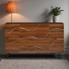 Mshliw Modern Art Walnut Sideboard Buffet Cabinet with Wave Relief Design & Iron Legs, 59" Solid Wood Storage Credenza for Living Room - 2 of 4