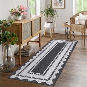 Garvee Modern Border Area Rug Farmhouse Scalloped Bordered Pattern Rugs Washable Low Pile Non Slip Rugs for Living Room - 1 of 4