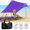 Costway Family Beach Tent Canopy w/ 4 Poles Sandbag Anchors 7'x7' UPF50+ Purple - 2 of 4