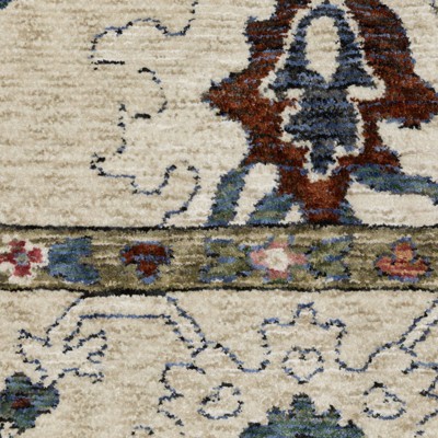 Ivory and Multi Traditional Rectangular Synthetic Area Rug 3'10" x 5'5"
