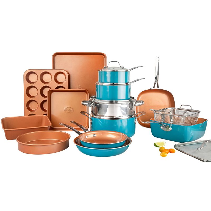 Gotham Steel 20 Piece Nonstick Turquoise Cookware and Bakeware Set, 2 of 4