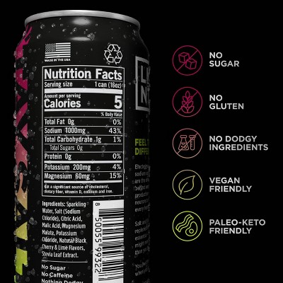 LMNT Black Cherry Lime Salt Zero-Sugar Electrolytes Sports Drink - 4pk/16 fl oz