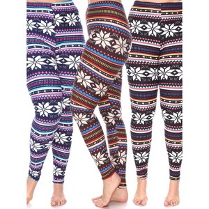Women's Pack of 3 Plus Size Leggings - One Size Fits Most Plus - White Mark - 1 of 1