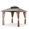 Cesicia 2 Set 10 x 10 Outdoor Patio Gazebo Canopy Tent With Ventilated Double Roof And Mosquito net, Suitable for Lawn, Garden, Backyard,Brown Top - 2 of 4