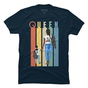 Men's Design By Humans Mother's Day Black Mom Queen Retro Stripes By duron4 T-Shirt - Navy - 3X Large - 1 of 2