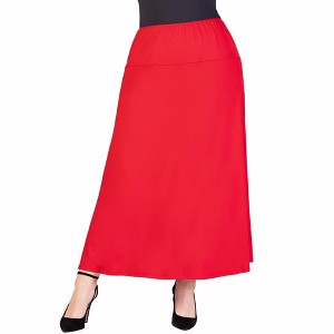 Plus Comfortable Fit Elastic Waist Maxi Skirt - 24seven Comfort Apparel™ - 1 of 4