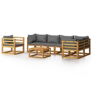 vidaXL Garden Lounge Set Dark Gray, Brown Solid Acacia wood, 100% polyester - 1 of 4