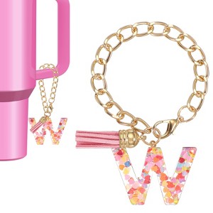 Unique Bargains Epoxy Resin Colorful Glittery Tassel Sports Water Bottle Accessories Letter Charm 1 Pc - 1 of 4