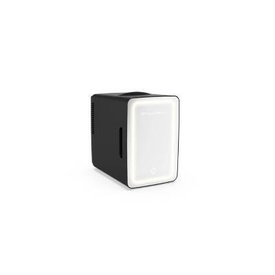 Compact Black Portable Mini Fridge with Lighted Mirror
