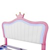 Sapphtopaz Modern Bed Frame for Kids with Crown Headboard Upholstered Platform Princess Bed with LED for Bedroom, Kids' Room, Nursery - 2 of 4