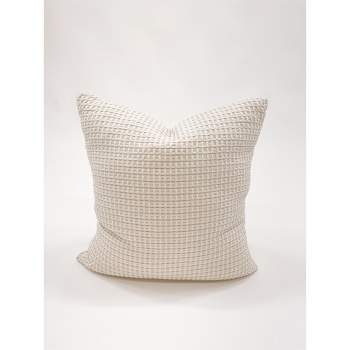 Waffle Throw Pillow Cover in Beige | MagicLinen