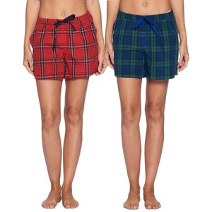 Ashford & Brooks Women's 2 Pack Woven Sleep Lounge Boxer Shorts - 1 of 4