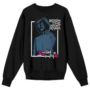 Squid Game The Frontman Begin the Next Game Adult Black Crew Neck Sweatshirt - 1 of 3