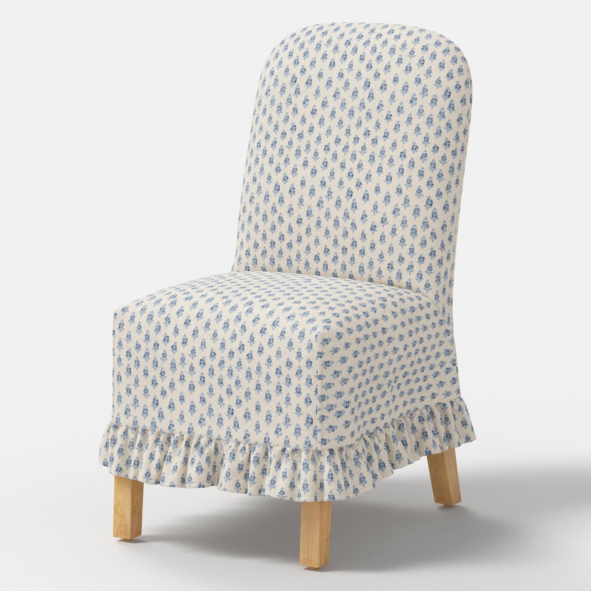 Replacement Ruffled Slipcover Only for Rounded Back Dining Chair Bagru Block Blue - Threshold™