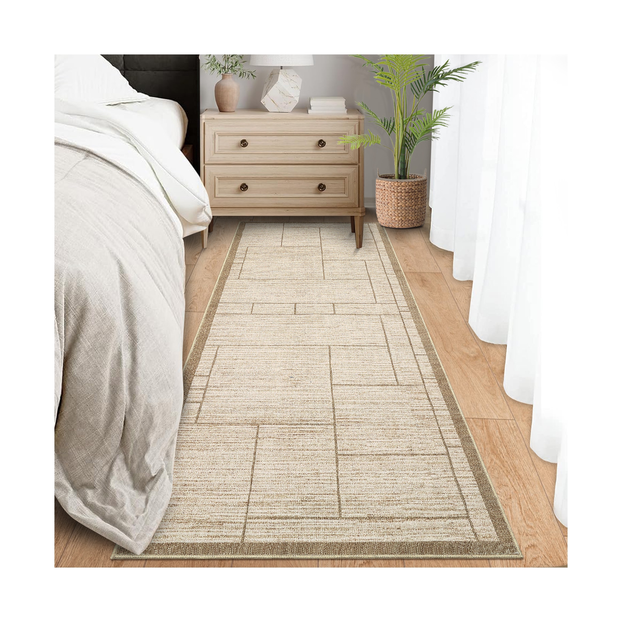 2x6 Runner Rug for Hallway Entryway Modern Geometric Non-Slip Machine Washable Kitchen Rug Runner Non-Shedding Low-Pile Soft Contemporary Long Carpet