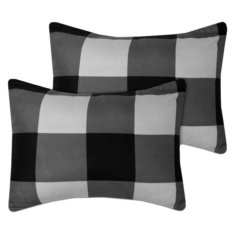 4 Piece Buffalo Plaid Design Reversible to Solid Color with 2 Shams & Throw Pillow by Sweet Home Collection™, 2 of 4