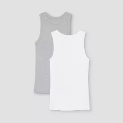 Women's Slim Fit Ribbed 2pk Bundle Tank Top - A New Day™ White/Gray XXL