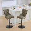 QingMoon Bar Stools, Velvet Barstools Set of 2, Adjustable Swivel Counter Height Chairs with Nailhead Trim and Button Tufted for Kitchen Island - 3 of 4