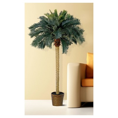 6' Green Silk Sago Palm Tree in Decorative Pot