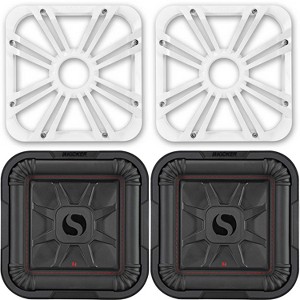 Kicker (2) 46L7T102 L7T L7-Thin 10-Inch (25cm) Subwoofer, Dual Voice Coil, 2-Ohm, 500 Watt w/ White LED Grill Bundle - 1 of 4