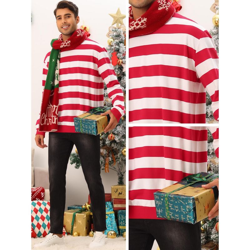 Lars Amadeus Men's Crew Neck Long Sleeves Color Block Striped Pullover Sweatshirts, 5 of 6