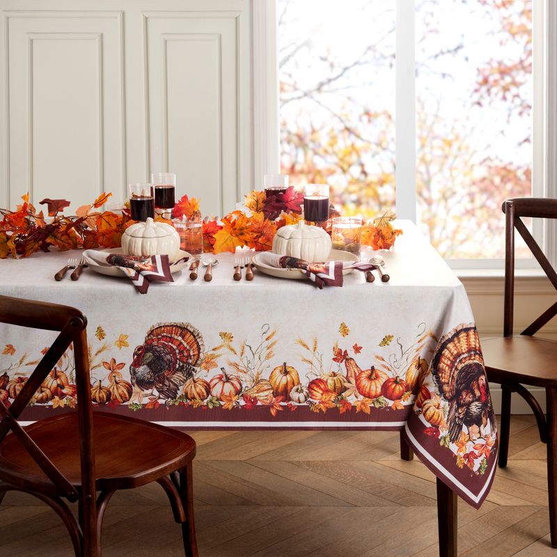 Autumn Heritage Turkey Engineered Tablecloth - Elrene Home Fashions, 1 of 4