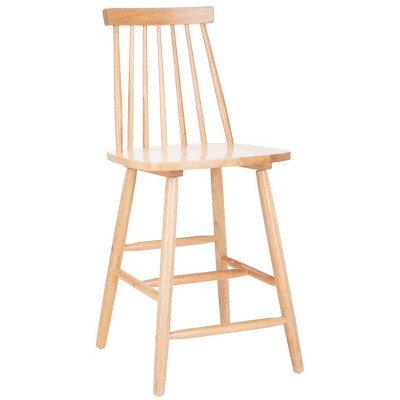 Natural Rubberwood Spindle Back Counter Stools, Set of 2