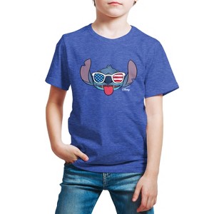 Boys' - Lilo and Stitch - Stitch Flag Glasses Short Sleeve Graphic T-Shirt - 1 of 4