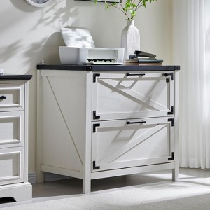 SinCiDo Farmhouse File Cabinet 2 Drawer w/Lock, Home Office Lateral Filing Cabinet Compatible Legal Letter A4 F4 Size Documents - 1 of 4