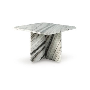 Signature Design by Ashley Baretton Accent Coffee Table - Natural Marble with Black/White/Taupe Tones, Square Design - 1 of 4