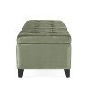 GDFStudio Wendover 50" Velvet/Fabric Tufted Pine Storage Ottoman with Birch Leg - 4 of 4
