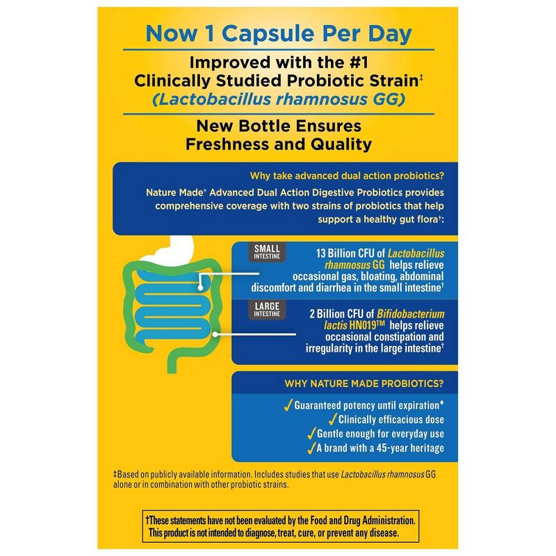 Nature Made Digestive Probiotics Advanced Dual Action Capsules - 15 Billion CFU per serving - 30ct, 3 of 8