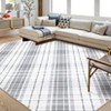 Washable Modern Striped Rug Non Slip Low Pile Rug Soft Throw Floor Cover Foldable Indoor Carpet for Living Room Bedroom Nursery - 2 of 4