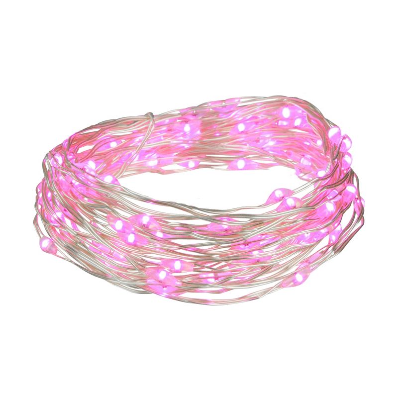 Northlight 100-Count Pink LED Micro Fairy Christmas Lights, 16ft Copper Wire, 2 of 5