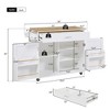 Mobile Kitchen Island Cart featuring Rubberwood Counter, Storage Space, Roomy Drawer with Partition & Inner Rack, and an Adjustable Shelf Tower Rack - 4 of 4