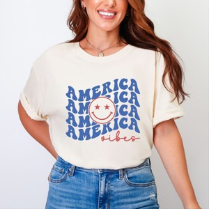 Simply Sage Market America Vibes Stacked Garment Dyed Tee - 2XL - Ivory - 1 of 4