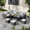 7-Pc Outdoor Patio Set - All-Weather Rattan Sectional w/Plastic Wood Table for Backyard/Poolside - 3 of 4