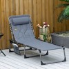 Padded Folding Chaise Lounge Chair, Outdoor 6-Level Reclining Camping Tanning Chair with Headrest for Beach, Patio, Pool - 2 of 4