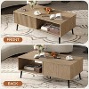 Modern Coffee Table, 41.34” Wooden Coffee Tables with Sliding Door, 2-Tier Open Shelf Storage Center Table for Living Room Home Office - 2 of 4