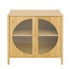 Aash 2-Doors Solid Bamboo Storage Cabinet,MDF Composite Circle-Shape Doors Farmhouse Storage Cabinet With 1 Adjustable Inner Shelves-The Pop Home - 3 of 4