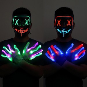 Garvee [2PACK] Led Mask skeleton Gloves Set-Scary Mask Purge Mask with Glow Gloves - 1 of 4