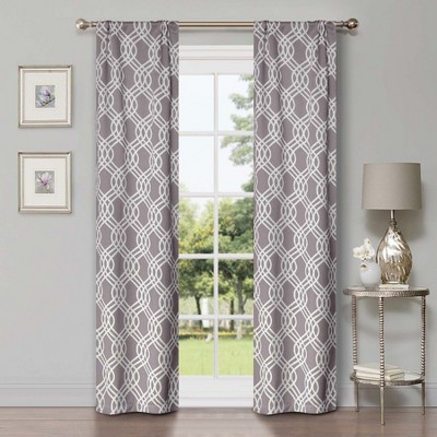 Scrolling Ribbon Trellis Room Darkening Semi-Blackout Curtains, Set of 2 by Blue Nile Mills
